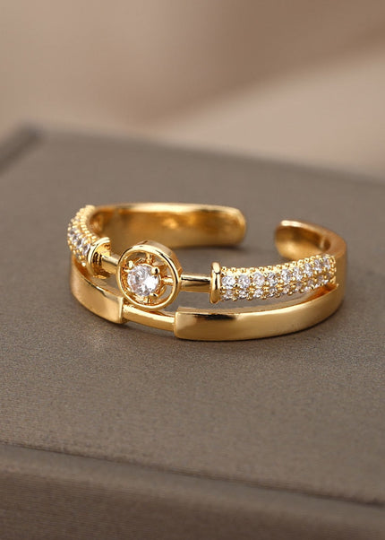 Caprice Ring | Gold Zirconia Statement Luxury Ring - Adjustable / Gold - Rings