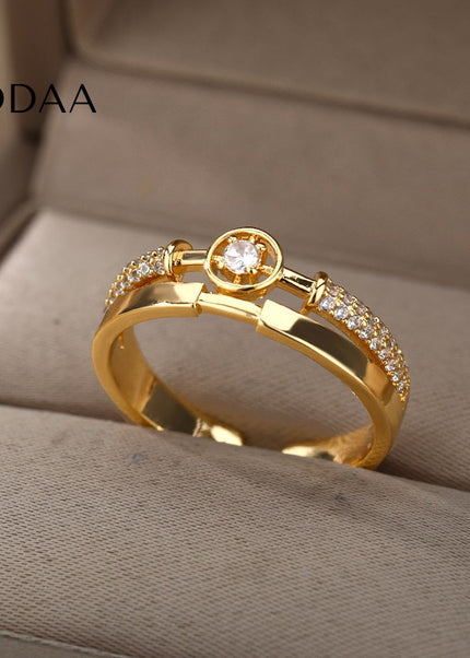 Caprice Ring | Gold Zirconia Statement Luxury Ring - Rings