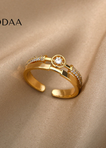 Caprice Ring | Gold Zirconia Statement Luxury Ring - Rings