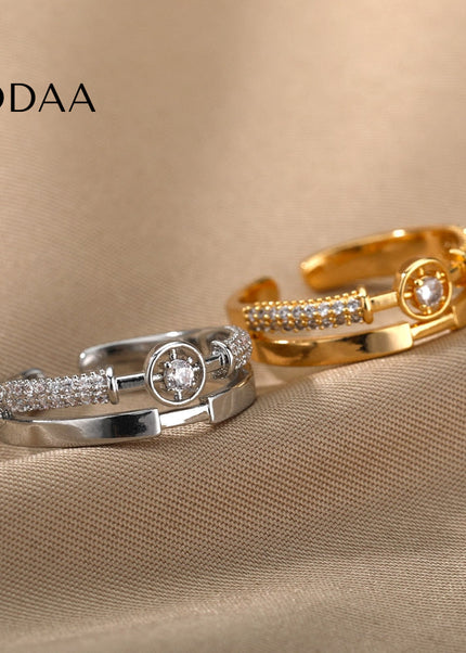 Caprice Ring | Gold Zirconia Statement Luxury Ring - Adjustable / Silver - Rings