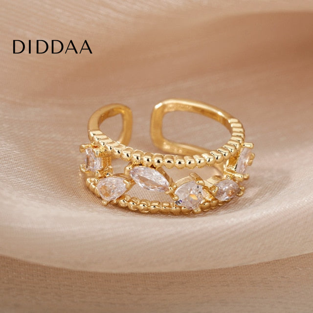 Nuit Ring | Gold Zirconia White Stone Ring - Adjustable / Gold - Rings