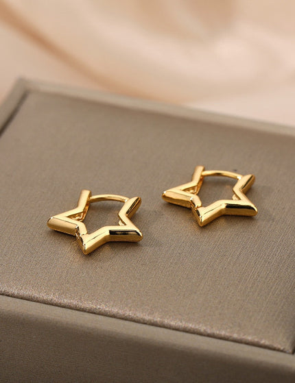 Blanche Earrings | Gold Silver Cute Star Hoop Earrings - Gold - Earrings