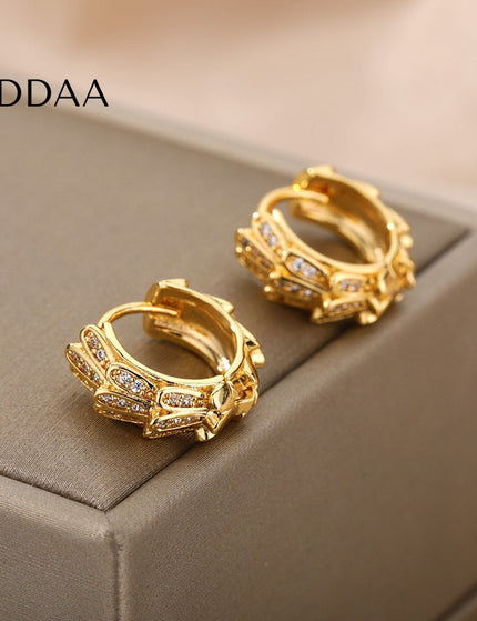 Libido Earrings | Gold Silver Zirconia Statement Hoop Earrings - Gold - Earrings