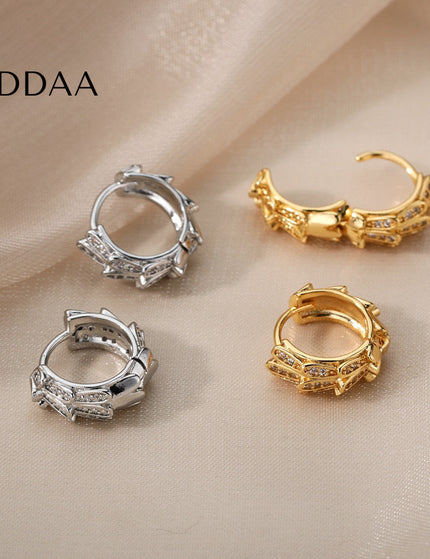Libido Earrings | Gold Silver Zirconia Statement Hoop Earrings - Silver - Earrings