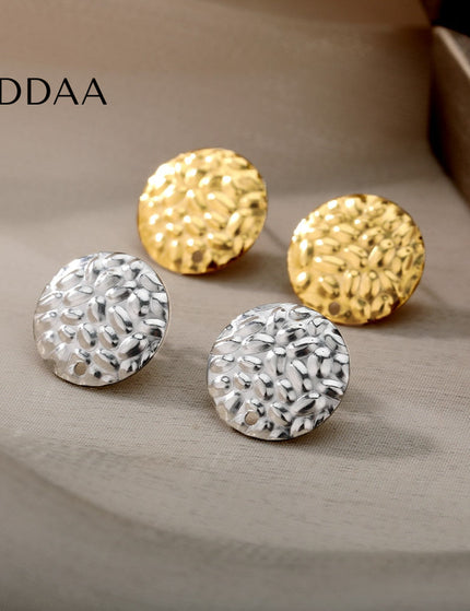 Lovre Earrings | Gold Distressed Plate Stud Earrings - Silver - Earrings