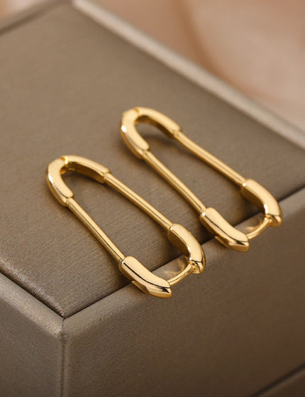 Benet Earrings | Gold Silver Paperclip Hoop Earrings - Gold - Earrings
