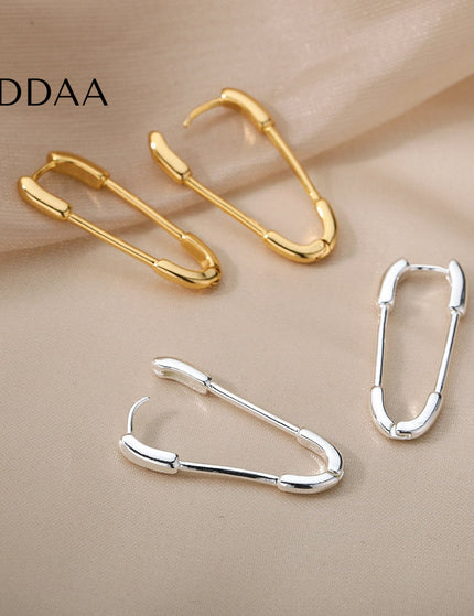 Benet Earrings | Gold Silver Paperclip Hoop Earrings - Silver - Earrings
