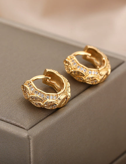 Maurice Earrings | Gold Silver Zirconia Statement Luxury Hoop Earrings - Gold - Earrings