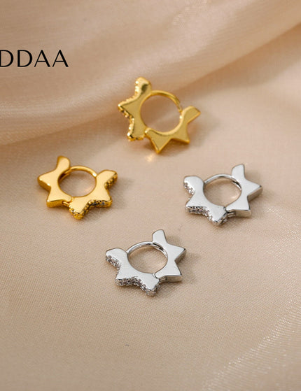 Merci Earrings | Gold Hollow Star Stud Earrings - Silver - Earrings