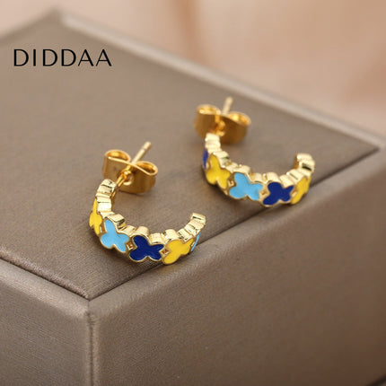 Cedar Earrings | Gold Colorful Simple Stud Earrings - Gold - Earrings