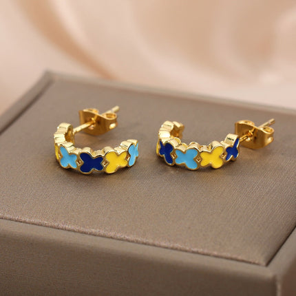 Cedar Earrings | Gold Colorful Simple Stud Earrings - Gold - Earrings