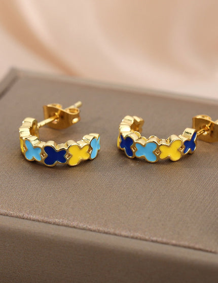 Cedar Earrings | Gold Colorful Simple Stud Earrings - Gold - Earrings