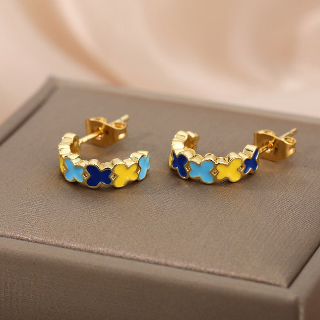 Cedar Earrings | Gold Colorful Simple Stud Earrings - Gold - Earrings