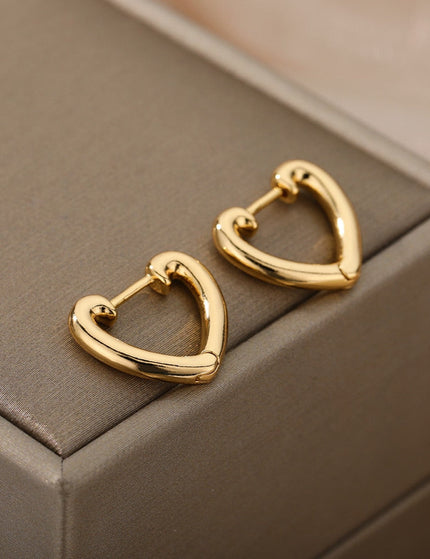 Catalina Earrings | Gold Cute Hollow Love Heart Hoop Earrings - Gold - Earrings