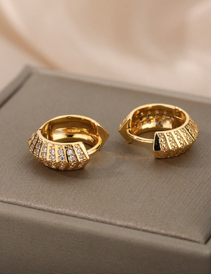 Licit Earrings | Gold Silver Zirconia Statement Hoop Earrings - Gold - Earrings