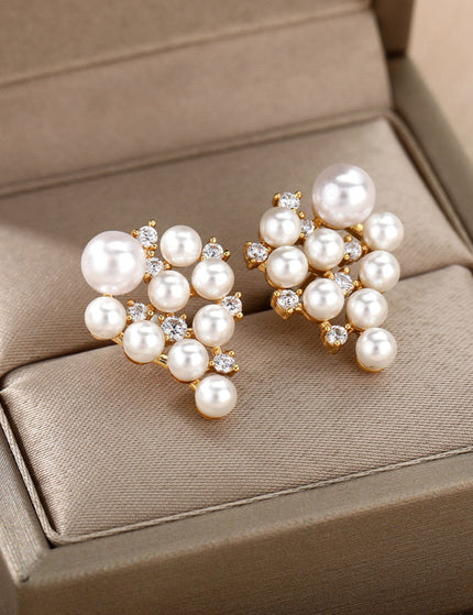 Romarin Earrings | Gold Pearl Drop Earrings - Gold - Earrings
