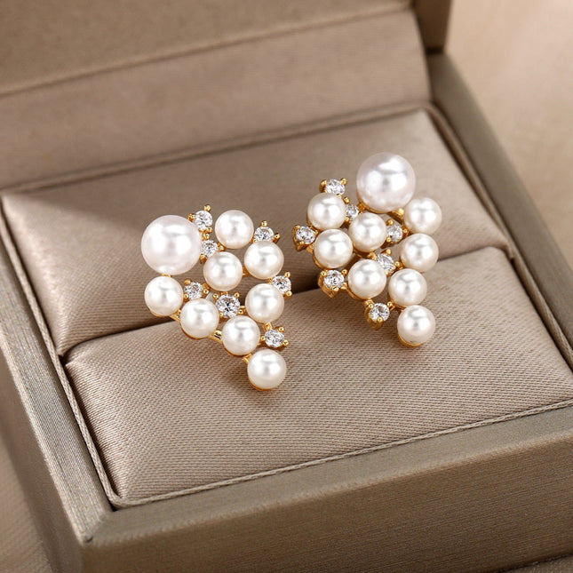 Romarin Earrings | Gold Pearl Drop Earrings - Gold - Earrings