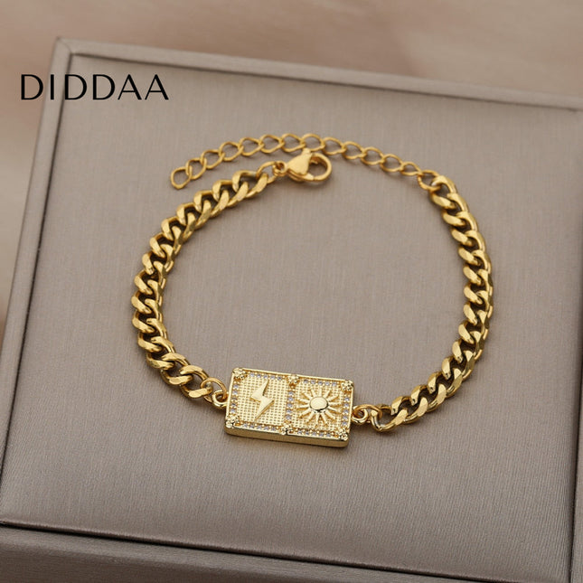 Taille Bracelet | Gold Sun & Bolt Bracelet - Gold - Bracelets