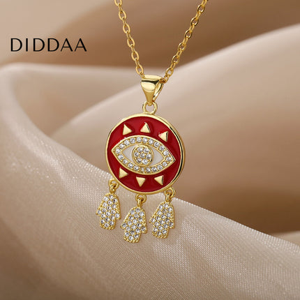 Savait Pendant Necklace | Gold Black Evil Eye Chain - Necklaces