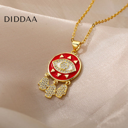 Savait Pendant Necklace | Gold Black Evil Eye Chain - Necklaces
