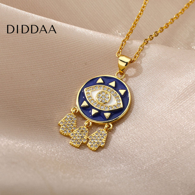 Savait Pendant Necklace | Gold Black Evil Eye Chain - Necklaces