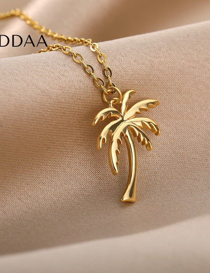 Havana Pendant Necklace | Gold Palm Tree Chain - Gold - Necklaces