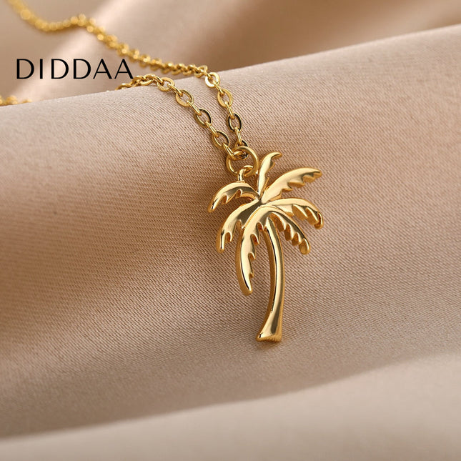 Havana Pendant Necklace | Gold Palm Tree Chain - Gold - Necklaces