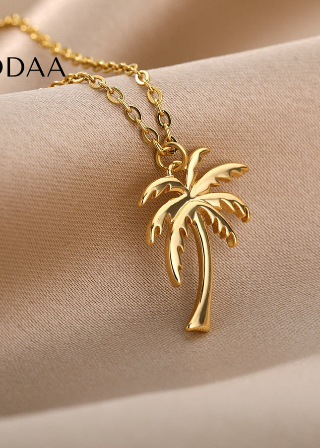Havana Pendant Necklace | Gold Palm Tree Chain - Gold - Necklaces