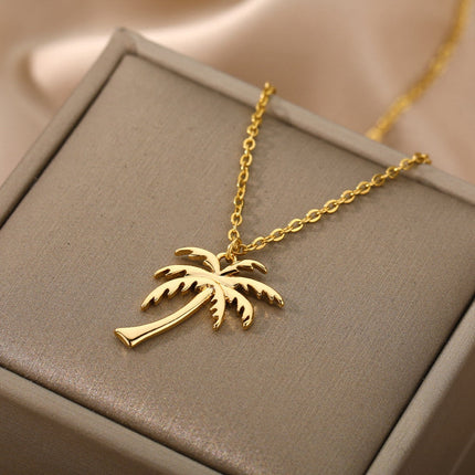 Havana Pendant Necklace | Gold Palm Tree Chain - Necklaces