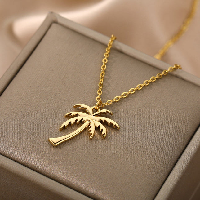 Havana Pendant Necklace | Gold Palm Tree Chain - Necklaces