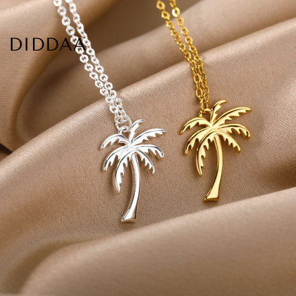 Havana Pendant Necklace | Gold Palm Tree Chain - Silver - Necklaces