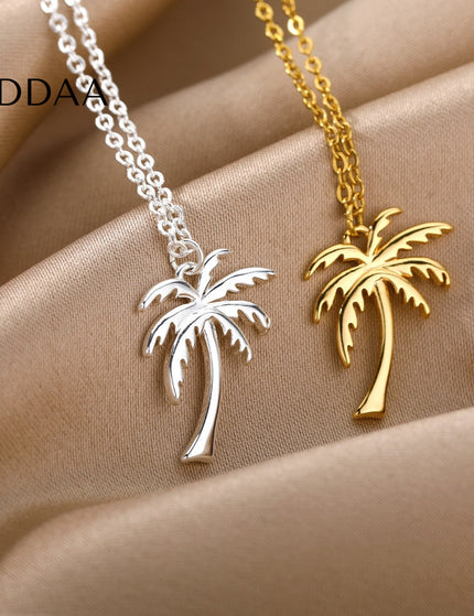 Havana Pendant Necklace | Gold Palm Tree Chain - Silver - Necklaces