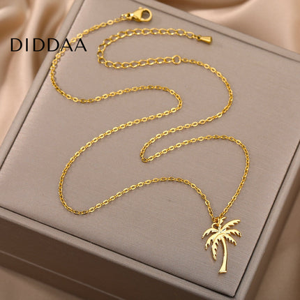 Havana Pendant Necklace | Gold Palm Tree Chain - Necklaces