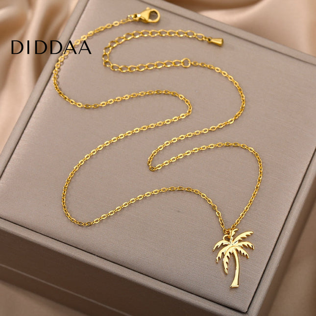 Havana Pendant Necklace | Gold Palm Tree Chain - Necklaces