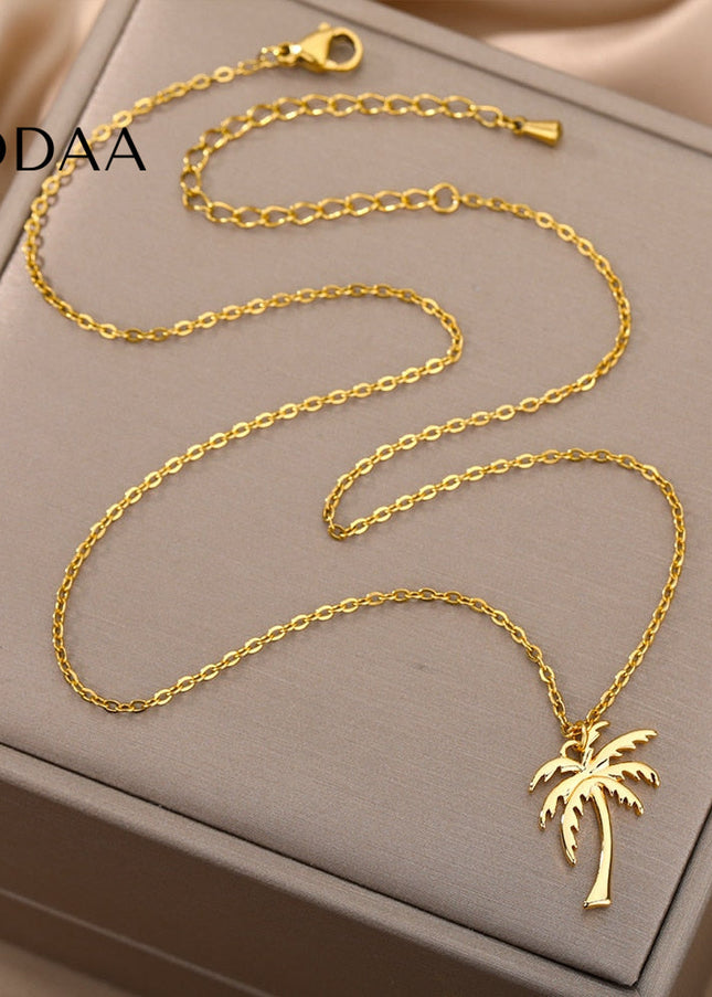 Havana Pendant Necklace | Gold Palm Tree Chain - Necklaces