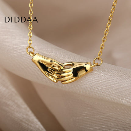 Douce Pendant Necklace | Gold Silver Holding Hands Chain - Necklaces