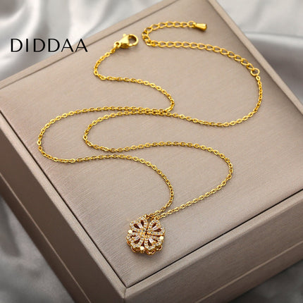 Rendre Pendant Necklace | Gold Silver Four Leaf Clover Zirconia Chain - Necklaces