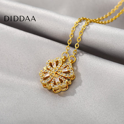 Rendre Pendant Necklace | Gold Silver Four Leaf Clover Zirconia Chain - Necklaces