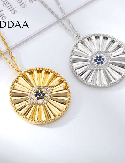 Rentre Pendant Necklace | Gold Large Evil Eye Zirconia Chain - Silver - Necklaces