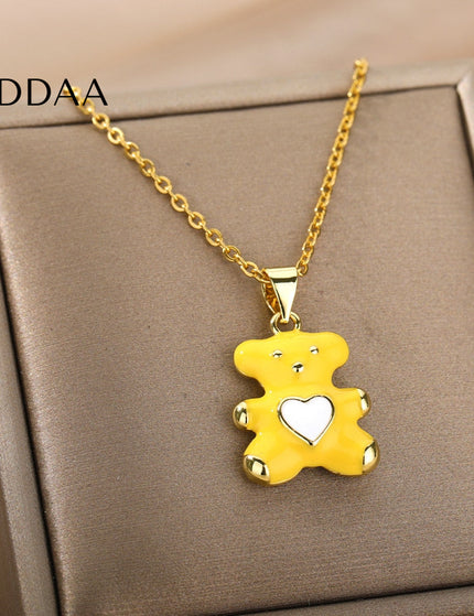 Cozy Pendant Necklace | Gold Bear Animal Chain - Gold - Necklaces