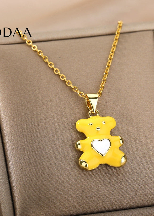 Cozy Pendant Necklace | Gold Bear Animal Chain - Gold - Necklaces