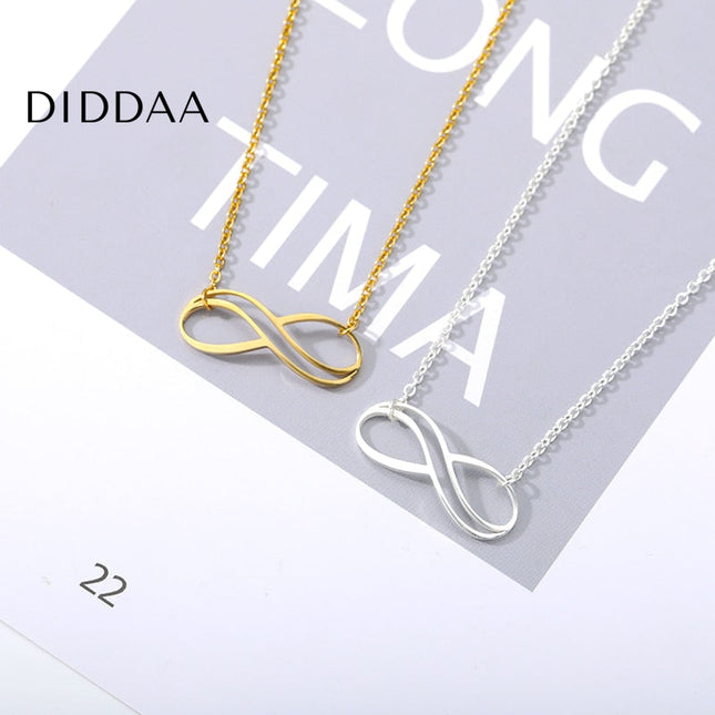 Infinity Pendant Necklace | Gold Silver Chain - Silver - Necklaces