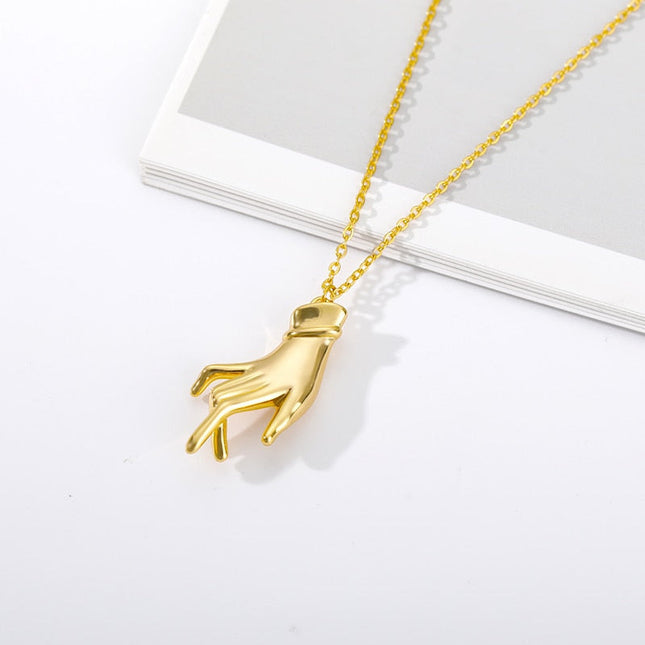 Palm Pendant Necklace | Gold Hand Chain - Gold - Necklaces