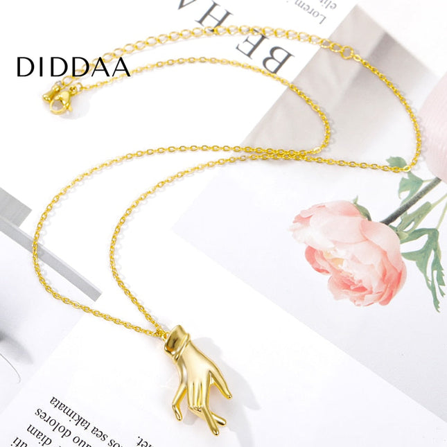 Palm Pendant Necklace | Gold Hand Chain - Gold - Necklaces