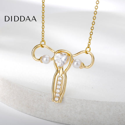 Winston Pendant Necklace | Gold Zirconia Pearl Chain - Necklaces
