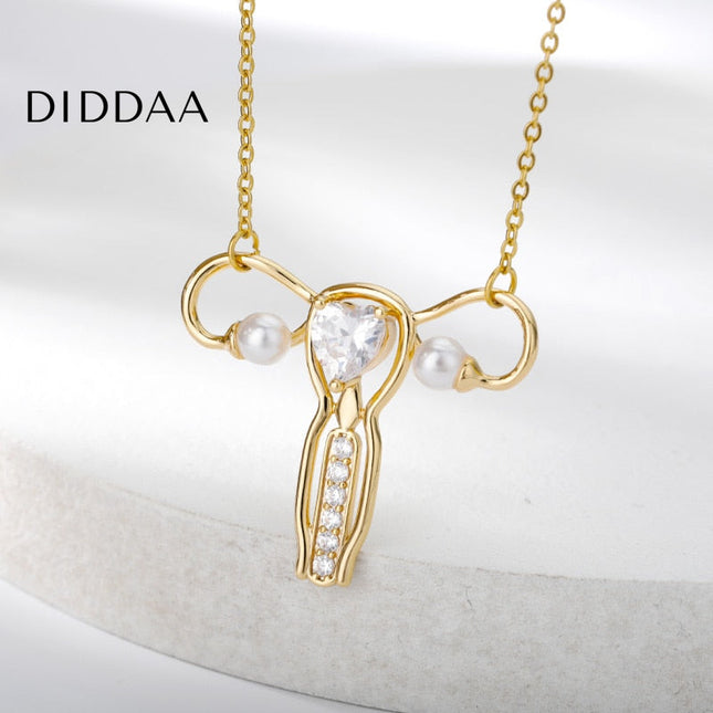 Winston Pendant Necklace | Gold Zirconia Pearl Chain - Necklaces