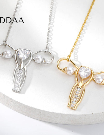 Winston Pendant Necklace | Gold Zirconia Pearl Chain - Silver - Necklaces