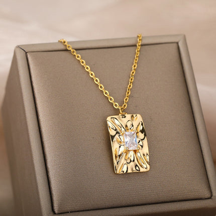 Vienna Pendant Necklace | Gold Shimmering Zirconia Chain - Gold - Necklaces