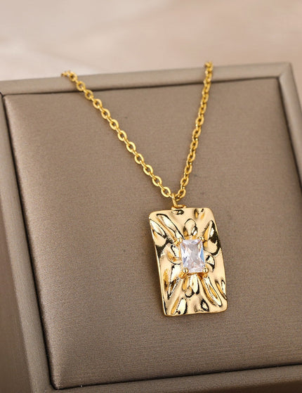 Vienna Pendant Necklace | Gold Shimmering Zirconia Chain - Gold - Necklaces