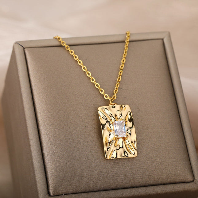Vienna Pendant Necklace | Gold Shimmering Zirconia Chain - Gold - Necklaces